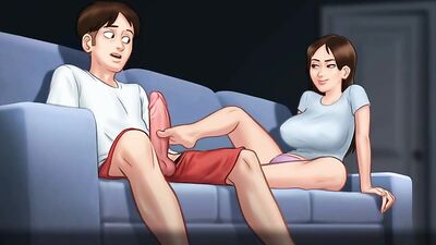 Stepmom and stepsis share their tenant's hard cock in Summertime Saga - 3D anime hentai