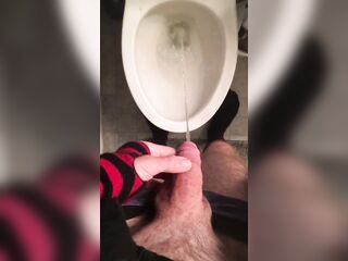 Girl femboy pees in latrine