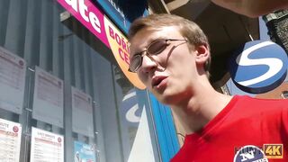 HUNT4K. Nerdy Cuckold Watches Girlfriend Fucked by Muscular Stranger