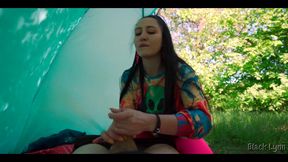 Slutty Hippie Jerked Me off for Free in Her Tent