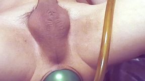 the glass disappeared up my wrecked ass and made me cum