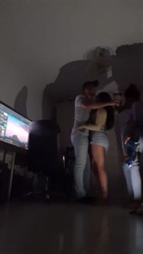 The university party ends with a tit suck