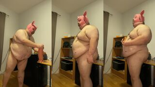 Chubby bear with bear nipples goes wild with extreme dildo play and throat training