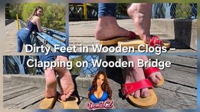 Dirty Feet in Wooden Clogs - Clapping on Wooden Bridge
