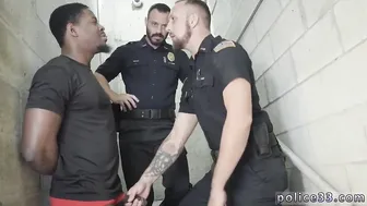 Black Studs Fuck White Cop in Interracial Threesome