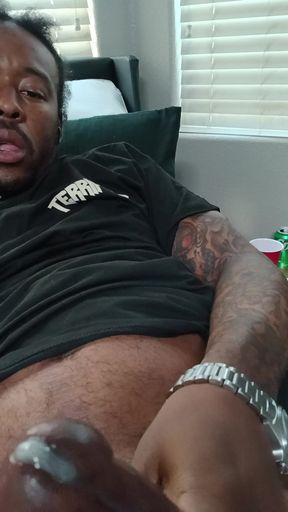 Stroking my hard bbc for you until I cum