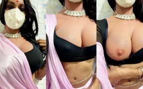 Crossdresser in Saree - Big Boobs