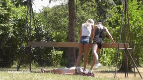 Dyanna and Tatjana are playing in the garden! Trampling wmv