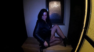 Risky Night Fur Coat Blowjob – Noisy Deepthroat & Neighbor Panic