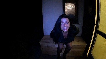 Risky Night Fur Coat Blowjob – Noisy Deepthroat & Neighbor Panic