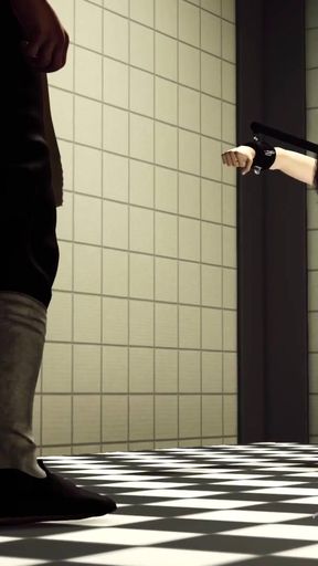 Emotional moment from "A sexy brunette with big boobs gets fucked hard by a butcher"