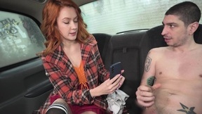 Young female taxi driver Cherry Candle seduced her client