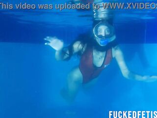 Sexy Slender hot swimwear diving mask fetish