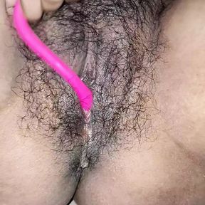 Hot Desi Indian Bhabhi Hairy Pussy Inserting Dildo