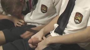 ”School twinks perform doggy after sloppy oral in classroom”