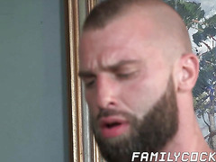 Bearded stepbro raw drilling twink missionary style