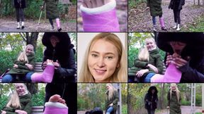 Ivi SLC Gimping with Cold Toes in the Park With Foot Play and Cast Talk (in HD 1920X1080)