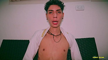 Sexy Skinny Twink Magic C Jerking His Big Cock And Shooting His Cum On Your Face