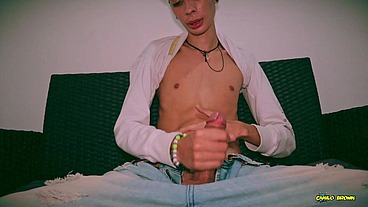 Sexy Skinny Twink Magic C Jerking His Big Cock And Shooting His Cum On Your Face