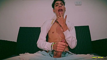 Sexy Skinny Twink Magic C Jerking His Big Cock And Shooting His Cum On Your Face