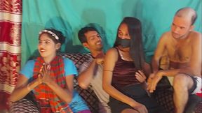 Desi hot Two couples having sex in bad cute beautiful tight pussy funking hurd foursome . Hanif pk and popy and sumona and manik