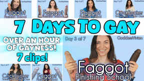 Faggot Finishing School Bundle 7 clips over an hour Compilation of Cocksucker Training School Days 1 through 7 with Goddess Vivien Make Me Bi Gay The complete set! it