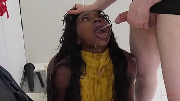 Ebony babe gets humiliated in anal pissing scene