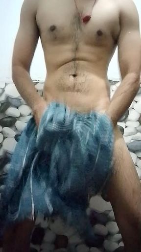 India boy hot shower and jarking his dick