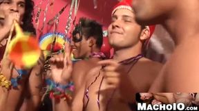 Bald latino hunk leaves party to get facial after bareback bliss