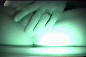 Night vision cam taped the way horny nympho was petting her wet pussy