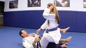 Karate teacher gets huge cock sucked by sexy blonde pupil then fucks her