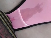 Pink panties,golden shower