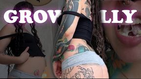 the giantess girl makes her stomach grow so that it s big for you. vore. chewed food