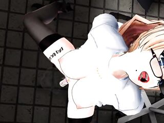 【SEX-MMD】Teacher - Sex Vibrator + Oral-Job to Futa in public train【R-18】