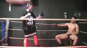 XXL top fuck bareback stepdaddy latino in a boxing ring