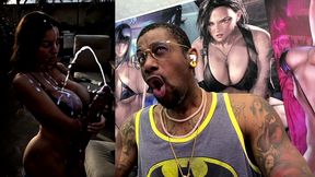 thicc fat booty ass latina girl with a long hard transgender cock cumming hard all over herself, ai generated