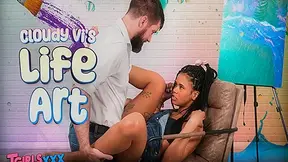TGIRLS XXX - black Tgirl swaps her brush for something thicker