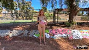 POV fuck with cute teen redhead Gracey Snow on a sofa