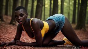 i dragged this hot black bitch into the thick woods and fucked her tight pussy deep right on the grass [ai]