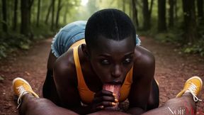 i dragged this hot black bitch into the thick woods and fucked her tight pussy deep right on the grass [ai]