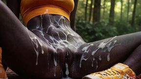 i dragged this hot black bitch into the thick woods and fucked her tight pussy deep right on the grass [ai]