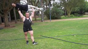 Thick Muscleman Giant and Twink 10-Min Non-Stop Off-the-Ground Lift and Carry Challenge