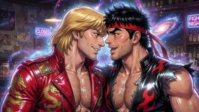 Ken and Ryu Making Out (ai)