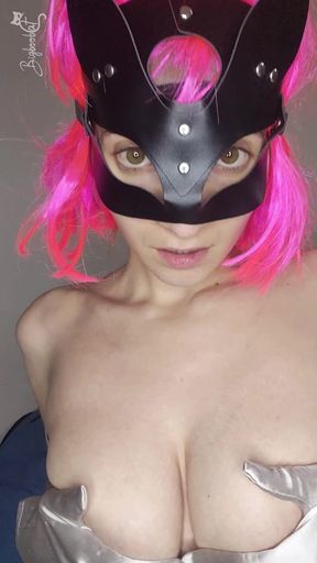 Be Seduced by My Tits as I Masturbate with My Kitty Mask