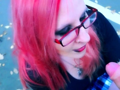 AnnDarcy redhead public blowjob in micro skirt xxx video