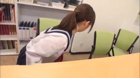 Momoka Sakai amazing Asian teen 18+ in glasses gives public blowjob