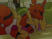 Patreon/Blitzdrachin : Agumon x Guilmon hentai furry yiff animation gay cumshot anal sex spooning