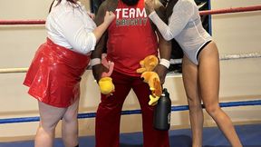 Holiday Strip Fight - Santa v 2 Sexy Ladies