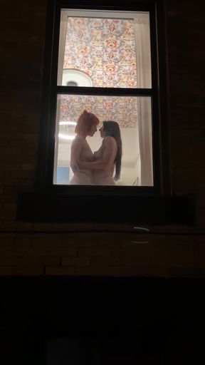 Lesbian couple caught kissing in public