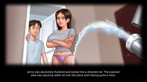 Stepson peak at her stepsister showering (Summertime Saga)
